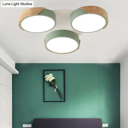 DecorBites™ DecorBites™ Modern White/Green Round Flush Ceiling Light with Stylish Metal Finish - 3/7 Heads Ceiling Lamp for Living Room