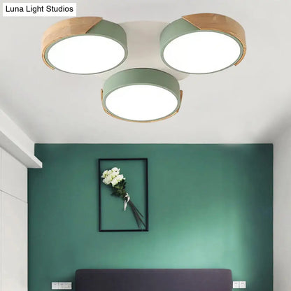 DecorBites™ DecorBites™ Modern White/Green Round Flush Ceiling Light with Stylish Metal Finish - 3/7 Heads Ceiling Lamp for Living Room