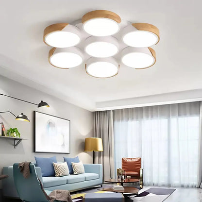 DecorBites™ DecorBites™ Modern White/Green Round Flush Ceiling Light with Stylish Metal Finish - 3/7 Heads Ceiling Lamp for Living Room