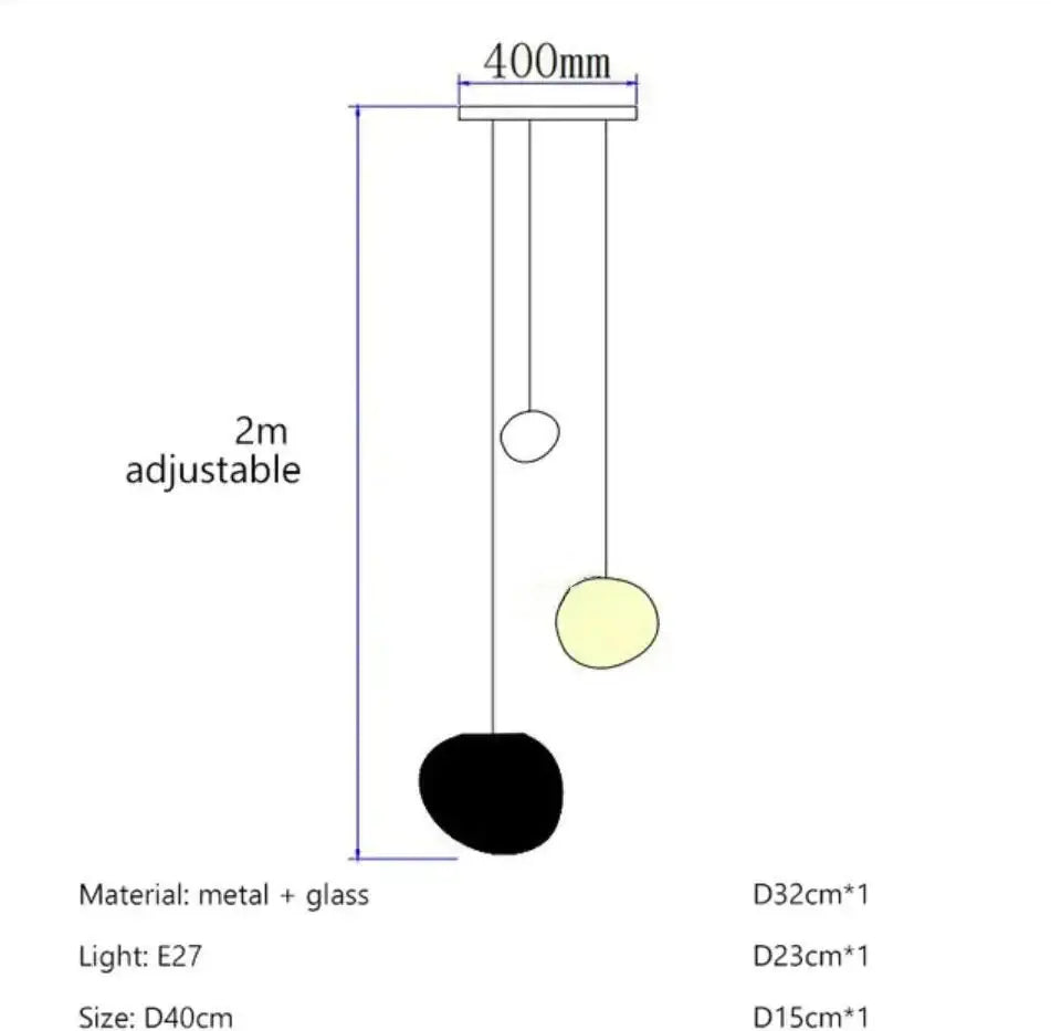 Modern white Gregg glass suspension pendant light featuring three-tiered spherical shades in black yellow and white for villa staircase decor