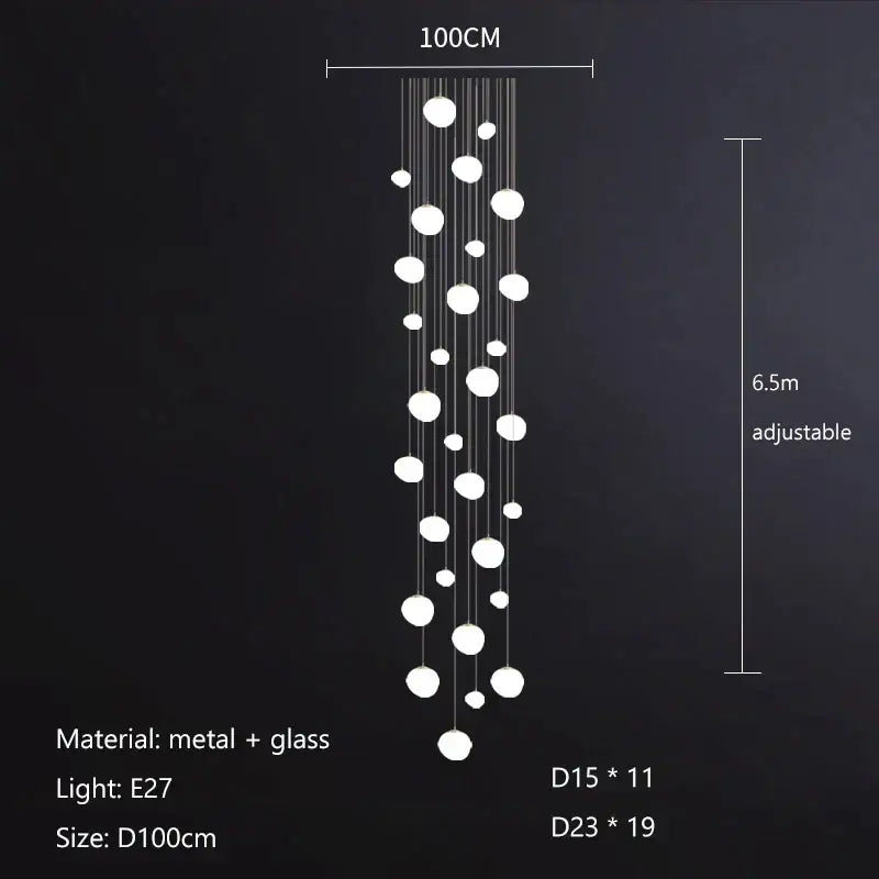 Modern white gregg glass suspension pendant light with adjustable metal and glass spherical design for villa staircase decorbites pendant light