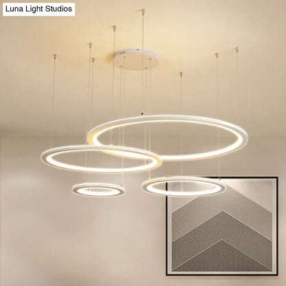 Lámpara de araña circular moderna blanca/gris - Lámpara colgante LED acrílica de 3/4 luces en luz blanca/cálida