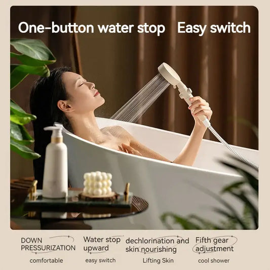 Modern white handheld shower set with sleek design and flexible hose for high pressure mist bathroom use decorbites black gas