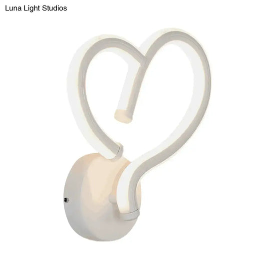 Modern white heart acrylic wall light fixture with sleek design and smooth finish for bedroom decor wall light