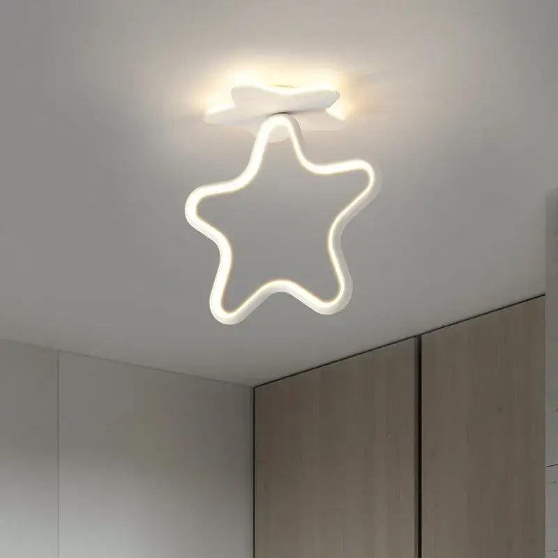 Modern white heart ceiling light with led star-shaped design and glowing neon outline for bedroom decorbites ceiling light