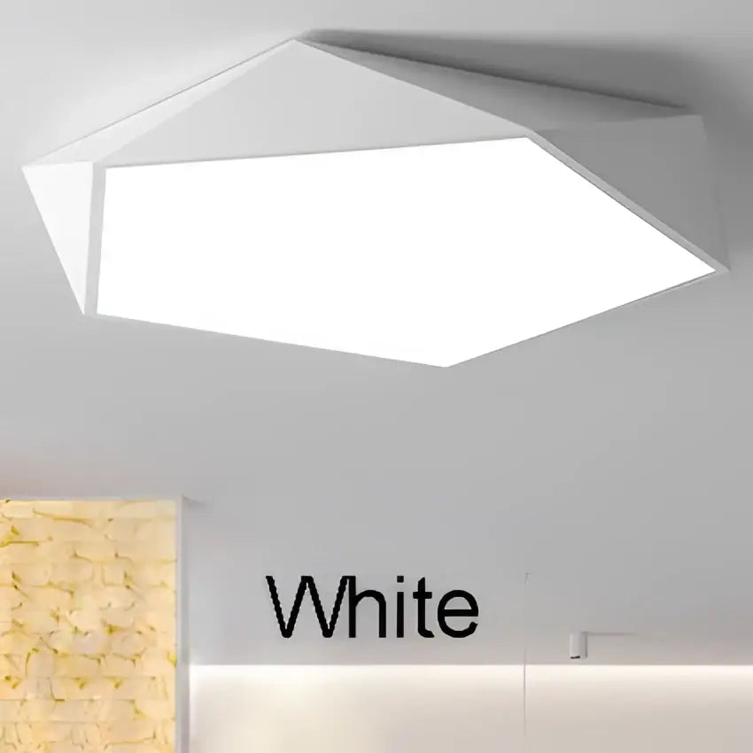 Modern white hexagonal led ceiling lamps with geometric angular design for living room lighting and led ceiling use