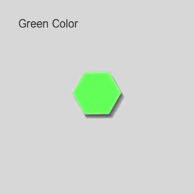 A bright neon green hexagonal tile with glossy finish for modern white honeycomb modular quantum sconces led panel lights