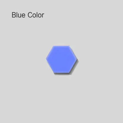 A solid blue hexagonal tile with a smooth glossy surface for modern white honeycomb modular quantum sconces led panel lights