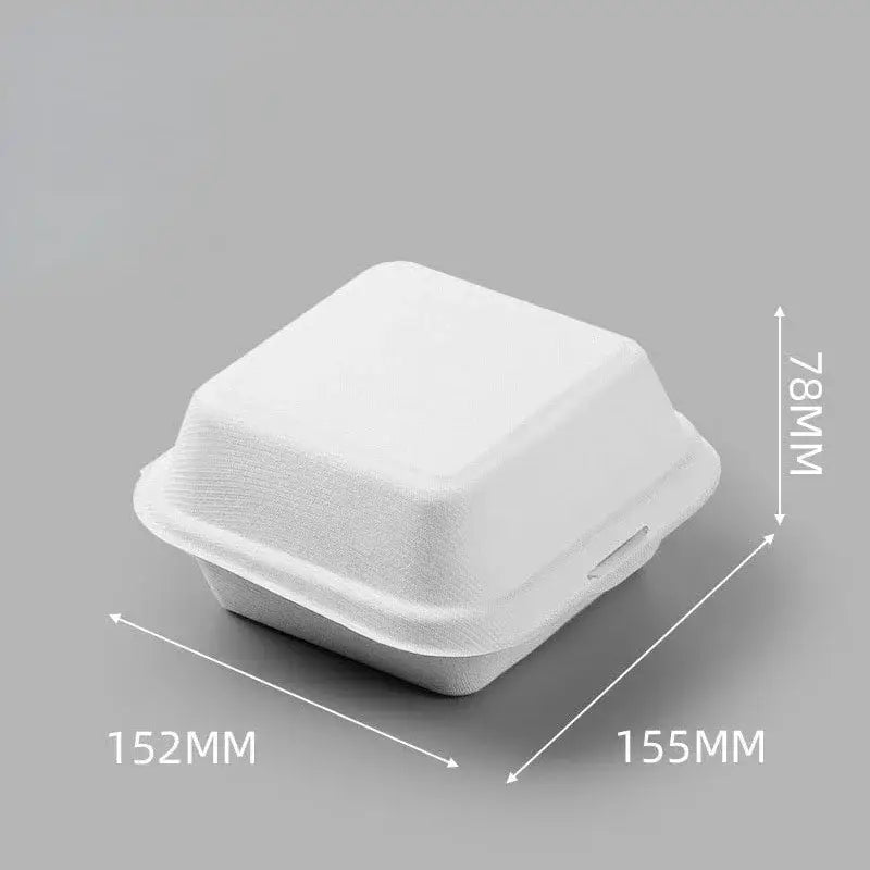 Modern white decorbites biodegradable dessert box set featuring a square foam container with hinged lid and molded texture