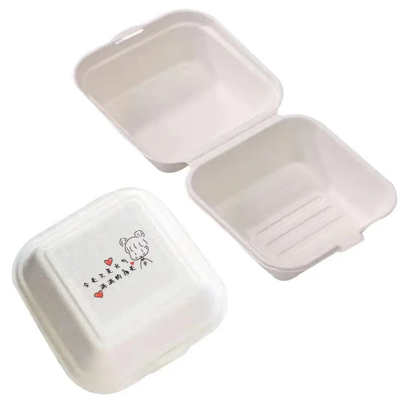 Modern white decorbites biodegradable dessert box with cartoon bear and heart design for eco-friendly dessert box set use