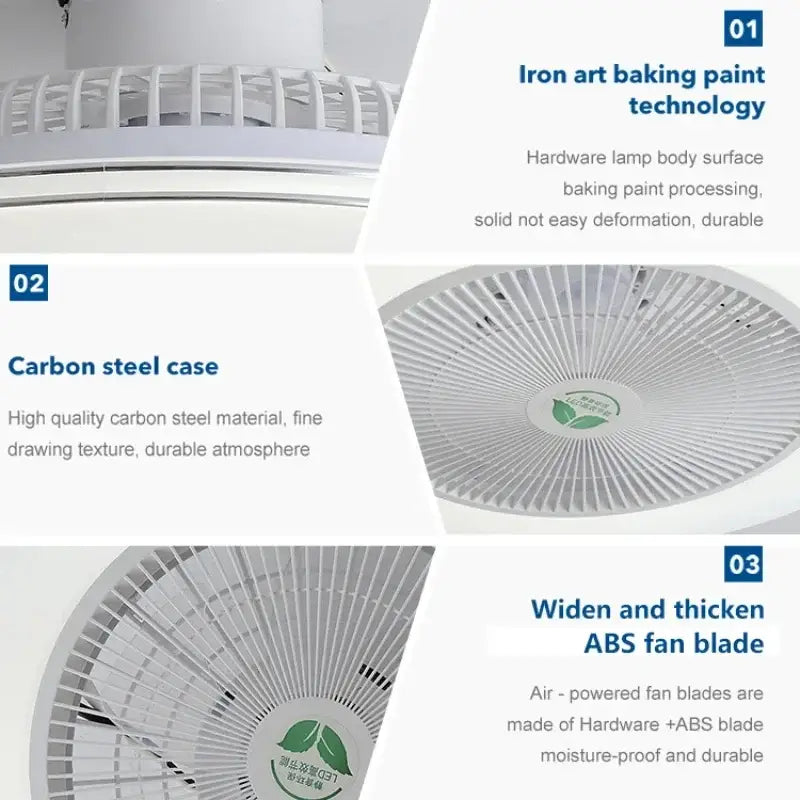 Modern white decorbites invisible blade led ceiling fan with carbon steel casing and abs plastic blades for bedroom use