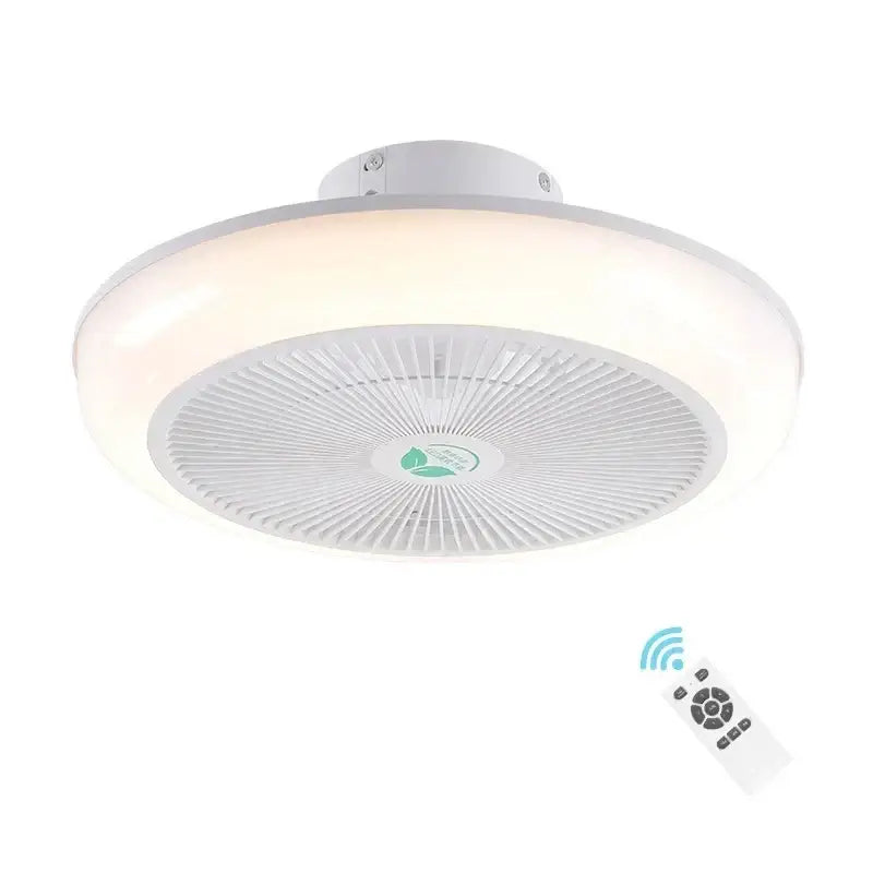 Modern white decorbites invisible blade led ceiling fan with integrated lighting and remote control for bedroom use