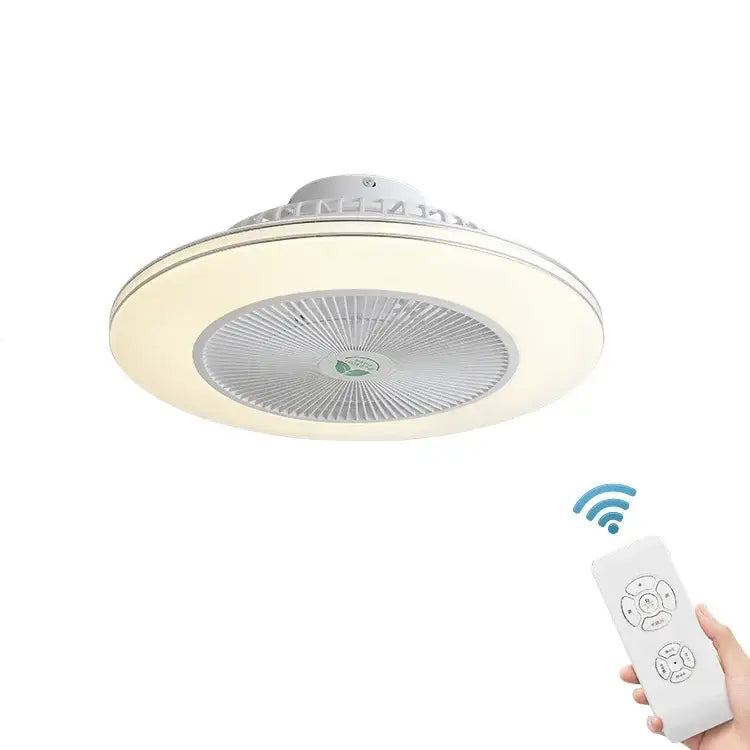 Modern white decorbites invisible blade led ceiling fan with integrated led light and remote for wireless operation