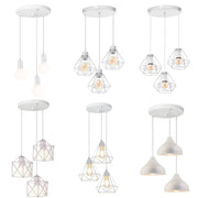Modern white iron cage pendant lights with exposed filament bulbs for kitchen and living room decorbites iron cage pendant