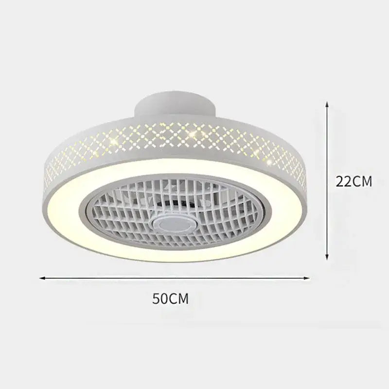 Modern white lattice ceiling fan light with integrated led and diamond-patterned mesh design for bedroom chandelier