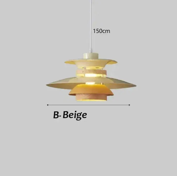 Beige modern white layered led pendant light with tiered design and warm ambient glow for kitchen decorbites colorful