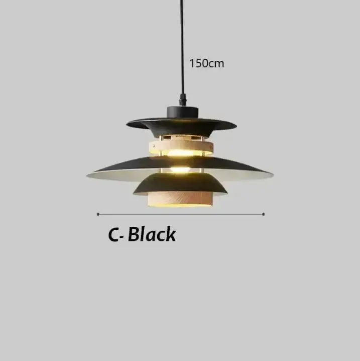 Black led pendant light with layered disc-shaped shades and warm glow perfect for kitchen decorbites colorful design