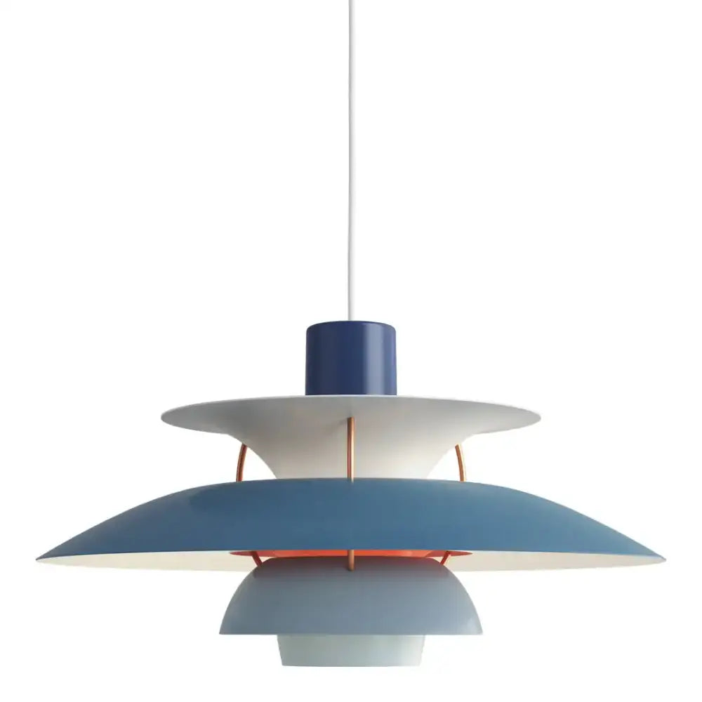Modern white layered led pendant light with blue and copper accents ideal for kitchen decorbites colorful lighting