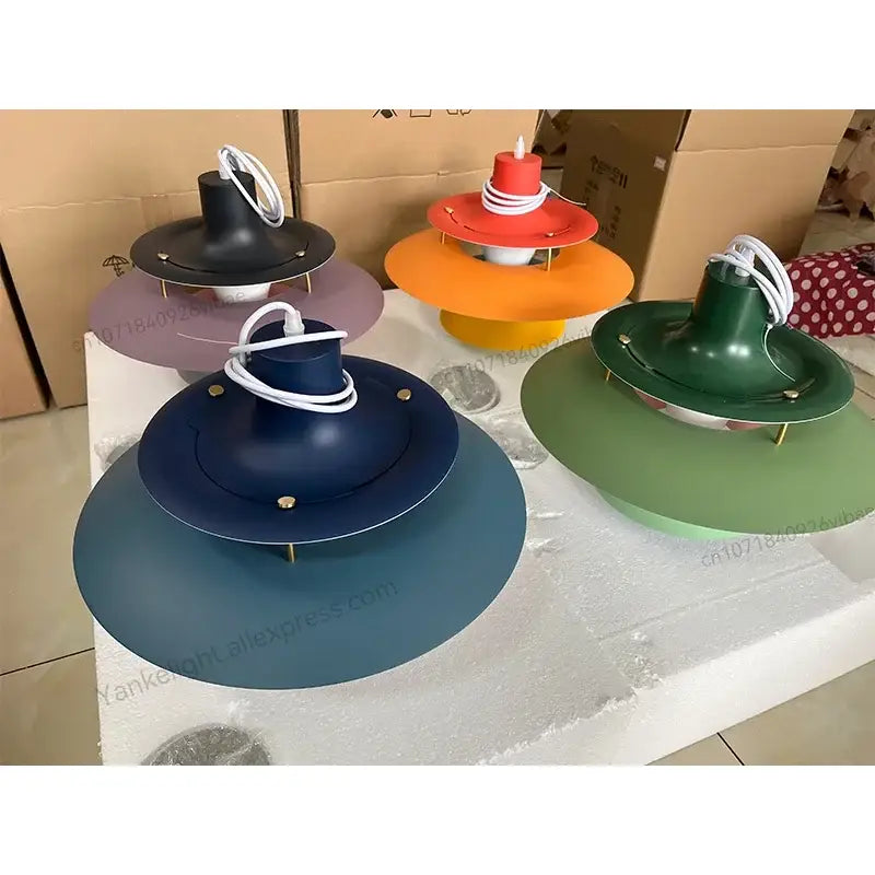 Modern white layered led pendant light for kitchen featuring decorbites colorful multi-tiered matte finishes with coiled cords