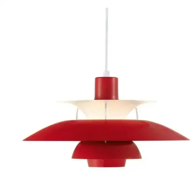 Vibrant red layered led pendant light with sleek modern design for kitchen decorbites colorful lighting solution
