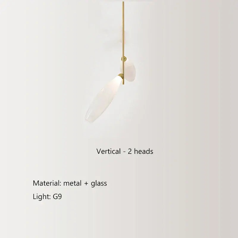Modern white leaf elegant glass led pendant light with slender gold rod and frosted glass heads for dining room decorbites elegant glass