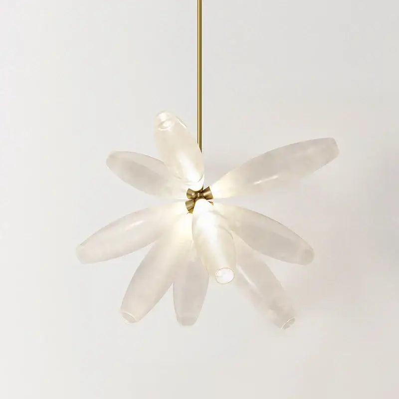 Modern white leaf elegant glass led pendant light with delicate white glass and brass fixture for dining room decorbites elegant glass