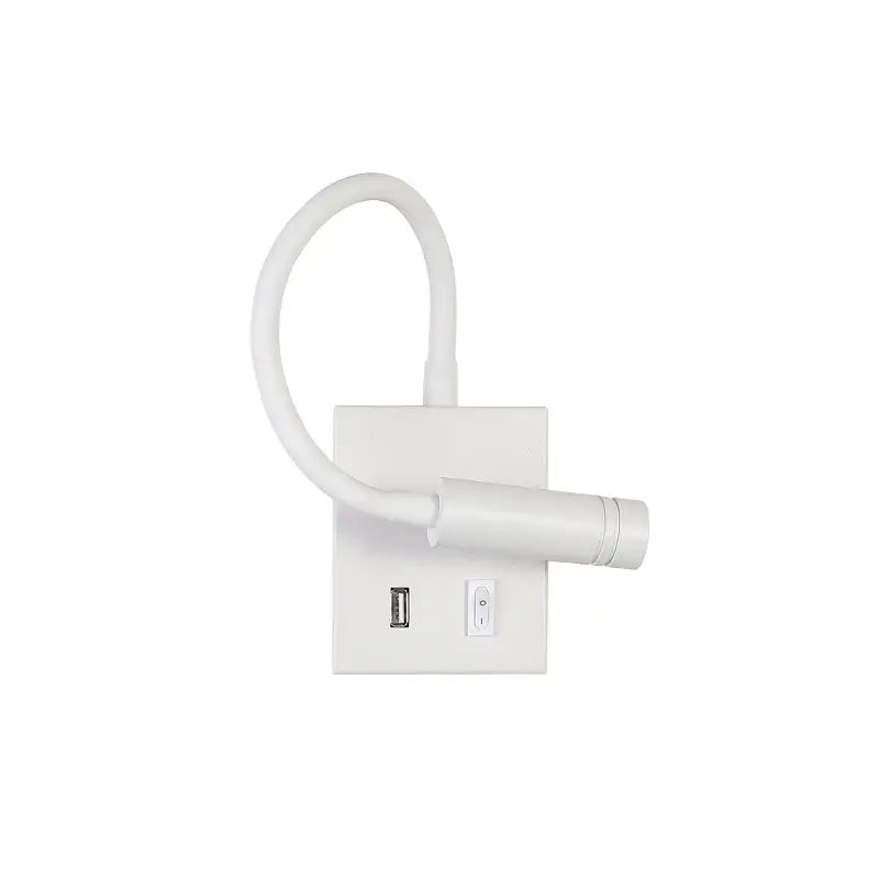 Modern white led bedside wall lamp with flexible gooseneck usb port by decorbites perfect for bedroom reading light