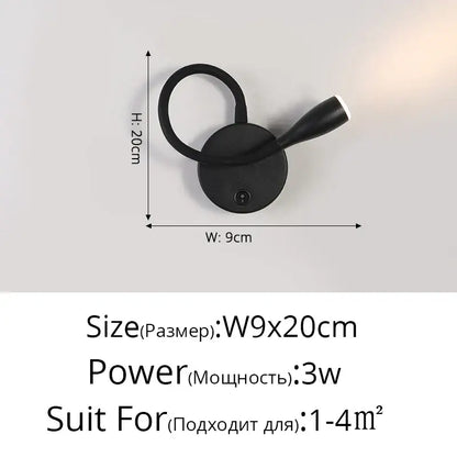 Black wall lamp with flexible gooseneck and circular base for modern white led bedside wall lamp decorbites led bedside use