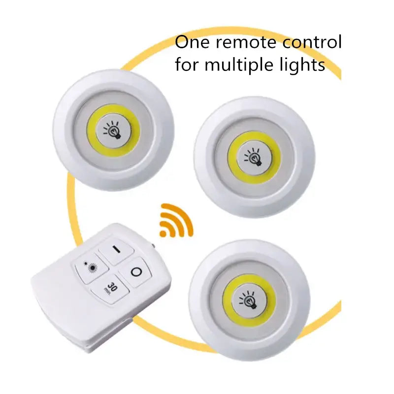 White wireless remote control with three buttons for remote control dimming of modern white led cabinet light