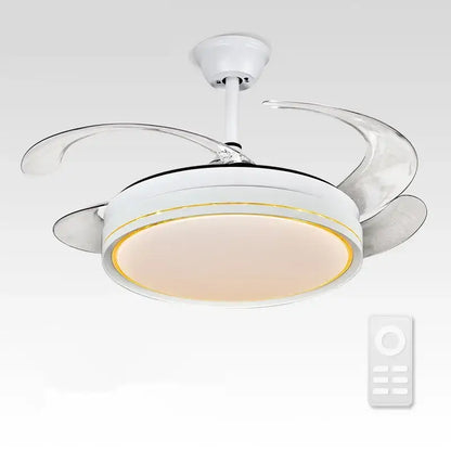Modern white led ceiling fan with translucent curved blades and gold trim decorbites decor led ceiling for living room decor
