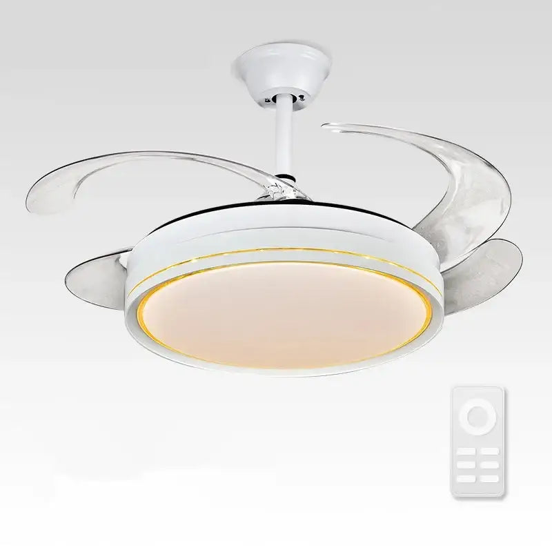 Modern white led ceiling fan with translucent curved blades and gold trim decorbites decor led ceiling for living room decor