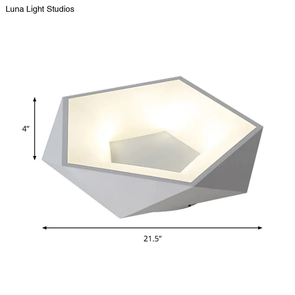 DecorBites™ DecorBites™ Modern White LED Ceiling Flush Light with Acrylic Diffuser, White/Warm Light, 18"/21.5" Wide