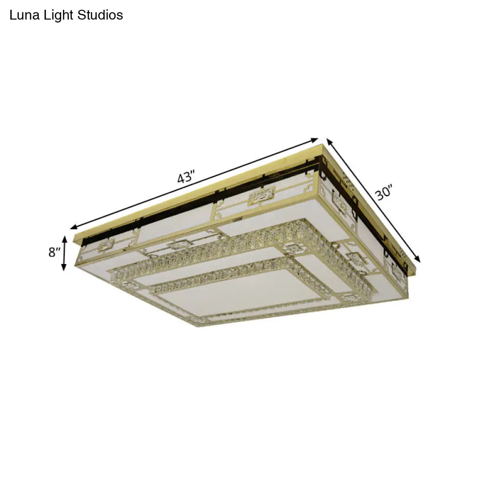 DecorBites™ DecorBites™ Modern White LED Ceiling Flush Mount Light with Clear Beveled Crystal Blocks