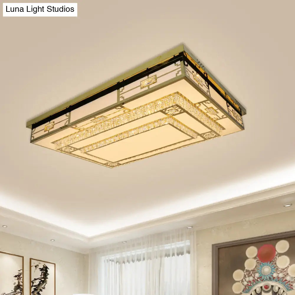 DecorBites™ DecorBites™ Modern White LED Ceiling Flush Mount Light with Clear Beveled Crystal Blocks