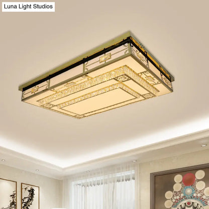 DecorBites™ DecorBites™ Modern White LED Ceiling Flush Mount Light with Clear Beveled Crystal Blocks