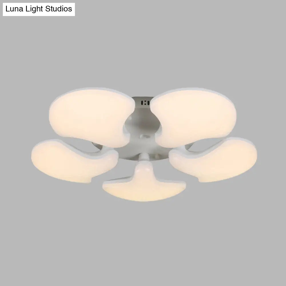 DecorBites™ DecorBites™ Modern White LED Ceiling Mounted Fixture with 3/5 Heads, Shell Acrylic Shade - 23.5"/27.5" Wide