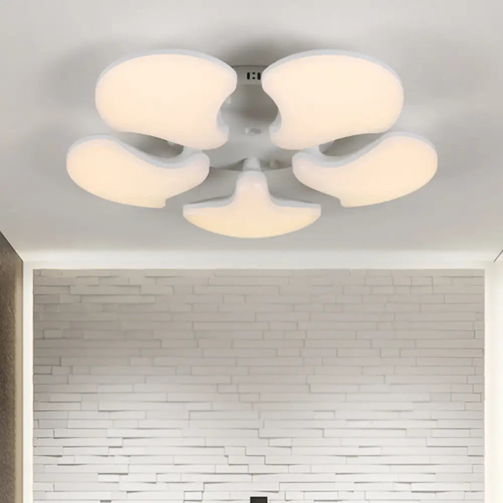 DecorBites™ DecorBites™ Modern White LED Ceiling Mounted Fixture with 3/5 Heads, Shell Acrylic Shade - 23.5"/27.5" Wide
