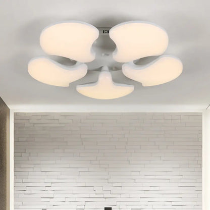 DecorBites™ DecorBites™ Modern White LED Ceiling Mounted Fixture with 3/5 Heads, Shell Acrylic Shade - 23.5"/27.5" Wide