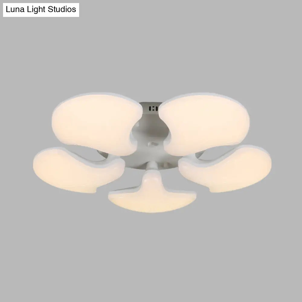 DecorBites™ DecorBites™ Modern White LED Ceiling Mounted Fixture with 3/5 Heads, Shell Acrylic Shade - 23.5"/27.5" Wide