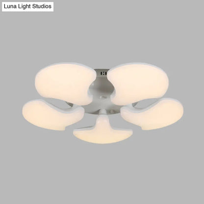 DecorBites™ DecorBites™ Modern White LED Ceiling Mounted Fixture with 3/5 Heads, Shell Acrylic Shade - 23.5"/27.5" Wide