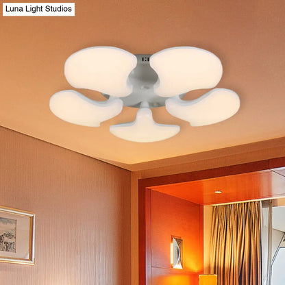 DecorBites™ DecorBites™ Modern White LED Ceiling Mounted Fixture with 3/5 Heads, Shell Acrylic Shade - 23.5"/27.5" Wide
