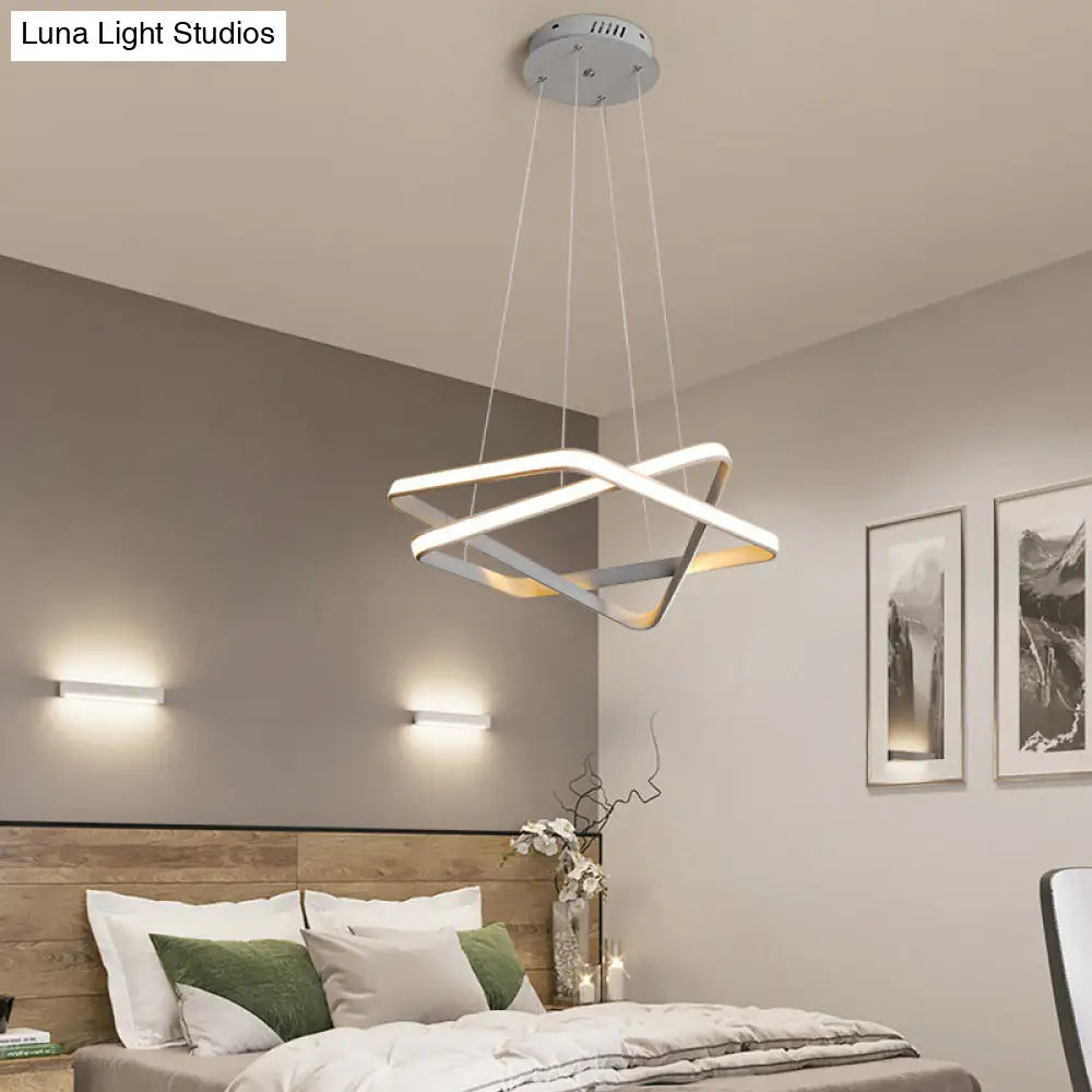 Lámpara de araña LED blanca moderna: Lámpara colgante de acrílico sin juntas con LED blanco/cálido