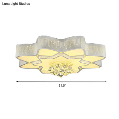 DecorBites™ DecorBites™ Modern White LED Flower Crystal Ceiling Lamp – 21"/24.5"/31.5" Flush Mount for Living Room