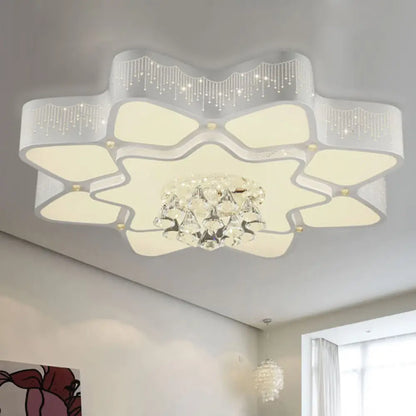DecorBites™ DecorBites™ Modern White LED Flower Crystal Ceiling Lamp – 21"/24.5"/31.5" Flush Mount for Living Room