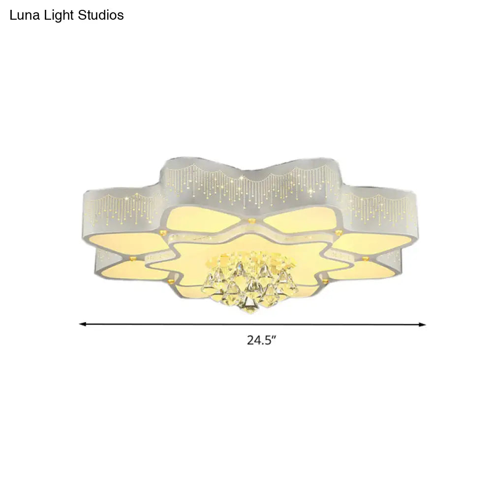 DecorBites™ DecorBites™ Modern White LED Flower Crystal Ceiling Lamp – 21"/24.5"/31.5" Flush Mount for Living Room