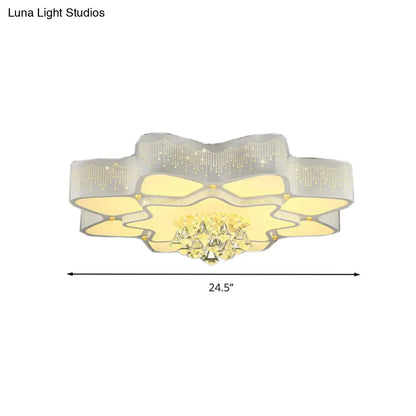 DecorBites™ DecorBites™ Modern White LED Flower Crystal Ceiling Lamp – 21"/24.5"/31.5" Flush Mount for Living Room