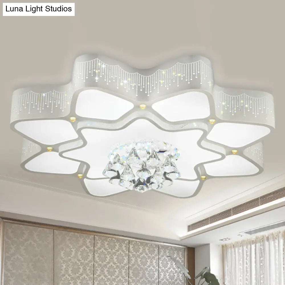 DecorBites™ DecorBites™ Modern White LED Flower Crystal Ceiling Lamp – 21"/24.5"/31.5" Flush Mount for Living Room