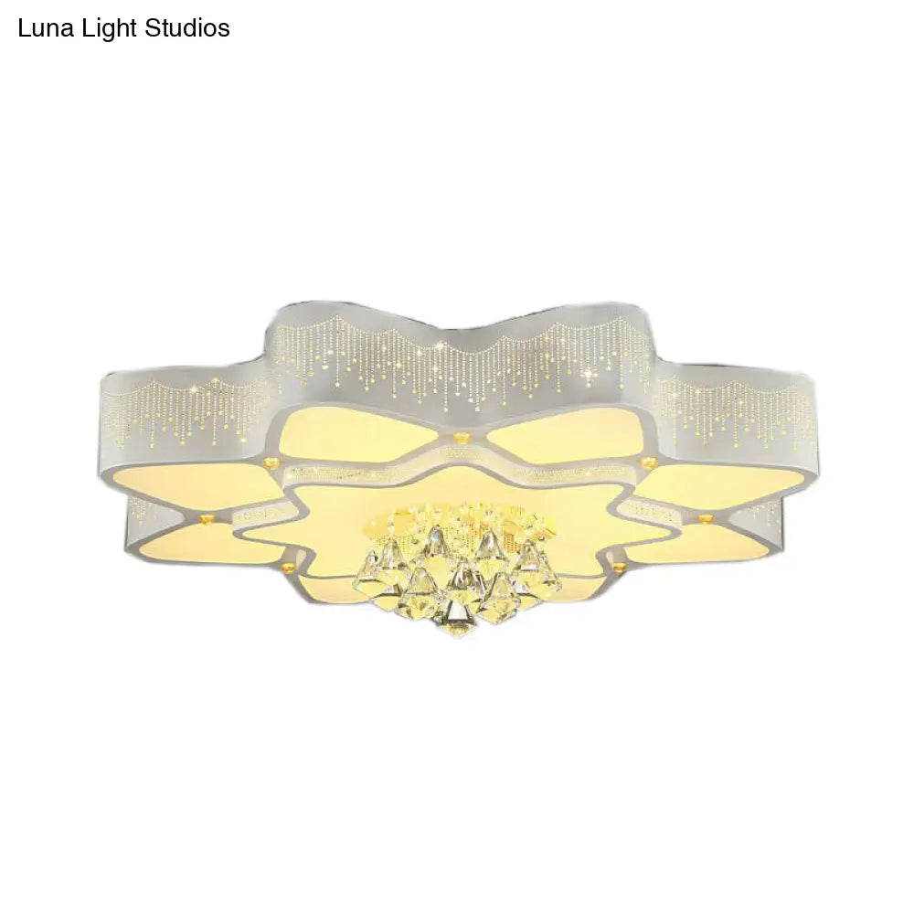 DecorBites™ DecorBites™ Modern White LED Flower Crystal Ceiling Lamp – 21"/24.5"/31.5" Flush Mount for Living Room
