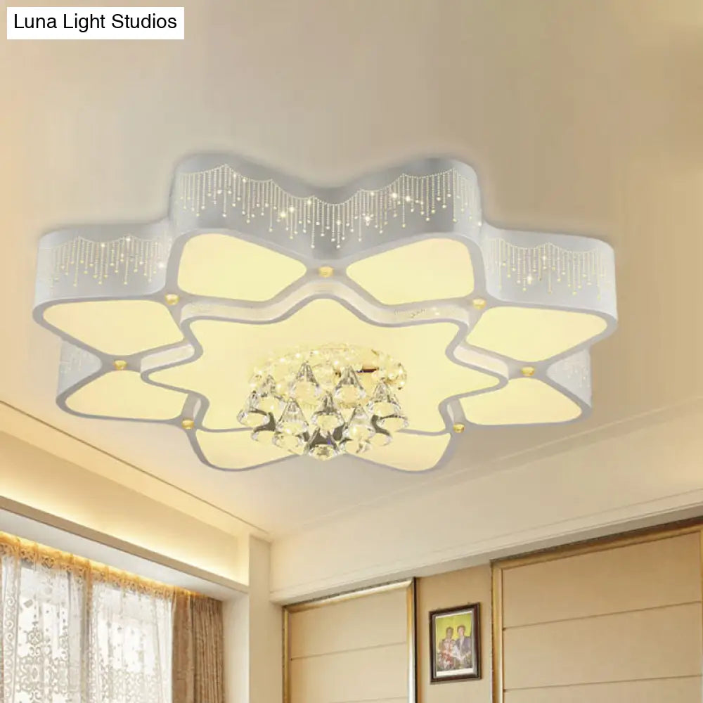 DecorBites™ DecorBites™ Modern White LED Flower Crystal Ceiling Lamp – 21"/24.5"/31.5" Flush Mount for Living Room