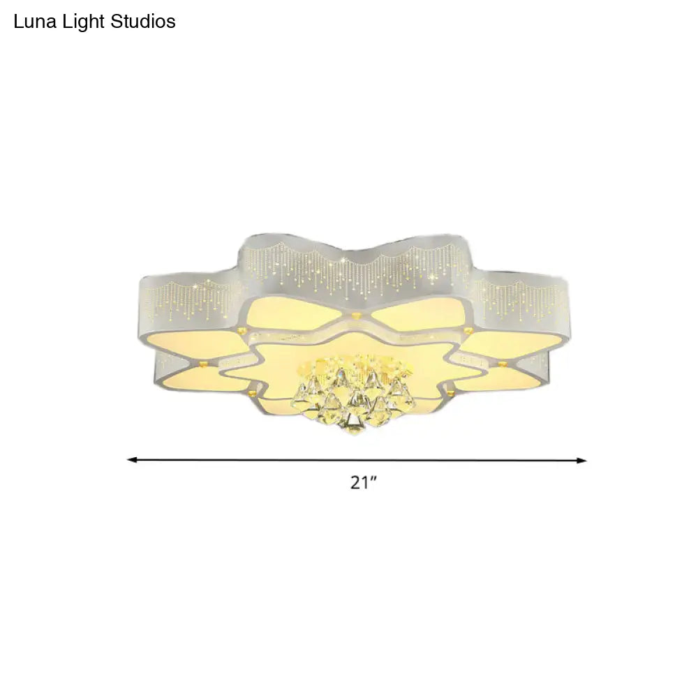 DecorBites™ DecorBites™ Modern White LED Flower Crystal Ceiling Lamp – 21"/24.5"/31.5" Flush Mount for Living Room